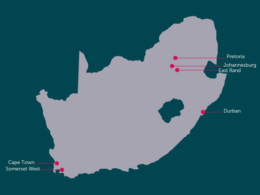 corporate traveller offices, south africa, map